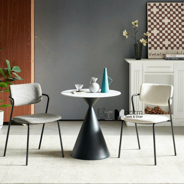 Ghế cafe tiếp khách nệm vải chân sắt xếp chồng CC3011-F