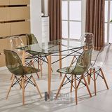 Bộ bàn ăn mặt kính 6 ghế TN1218-12G_DSW-PC