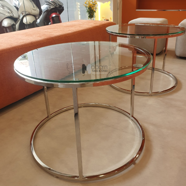 Bàn sofa mặt kính 60 chân inox TS0925-06G