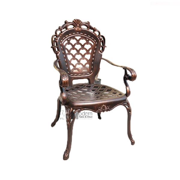 Bộ bàn vuông nhôm đúc 4 ghế lưng cao có tay tựa ngồi uống trà sân vườn biệt thự