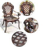 Bộ bàn tròn nhôm đúc 4 ghế có tay tựa lưng cao cho sân thượng nhà phố