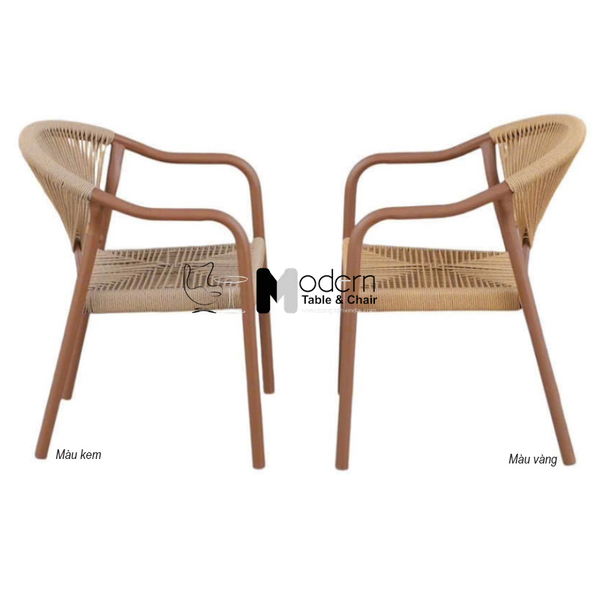 Ghế Cafe ngoài trời dây nhựa đan có tay vịn CC2038-T