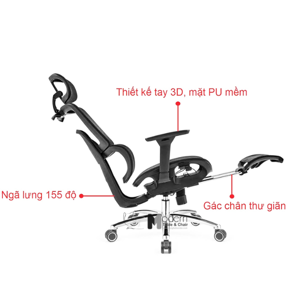 Ghế công thái học có gác chân CR4324-M