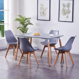 Bộ bàn ăn 4 ghế nhựa chân gỗ DAW-12W_DSW-P1