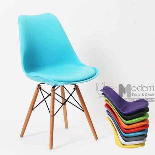 DSW-P11 | Ghế cafe fastfood thân nhựa có nệm, chân gỗ nhập khẩu