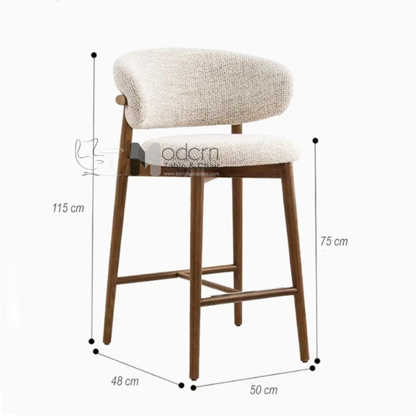 Ghế đảo bếp chân gỗ Ash nệm vải CB LEO-65F cao 65 cm