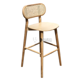 Ghế quầy bar gỗ ash lưng mây đan CB DECO-75W