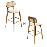 Ghế quầy bar gỗ ash lưng mây đan CB DECO-75W