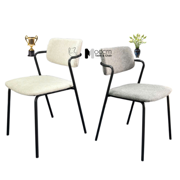 Ghế cafe tiếp khách nệm vải chân sắt xếp chồng CC3011-F