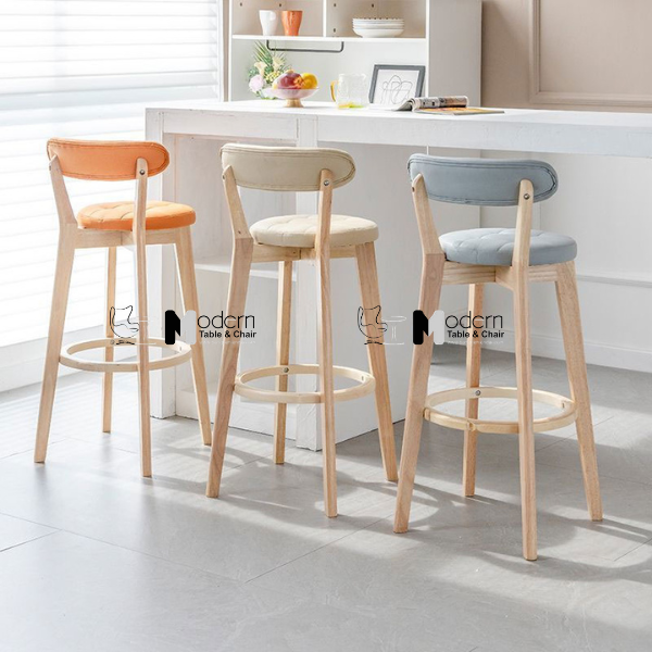 Ghế đảo bếp khung gỗ thân nệm có tựa lưng CB BEE-62W