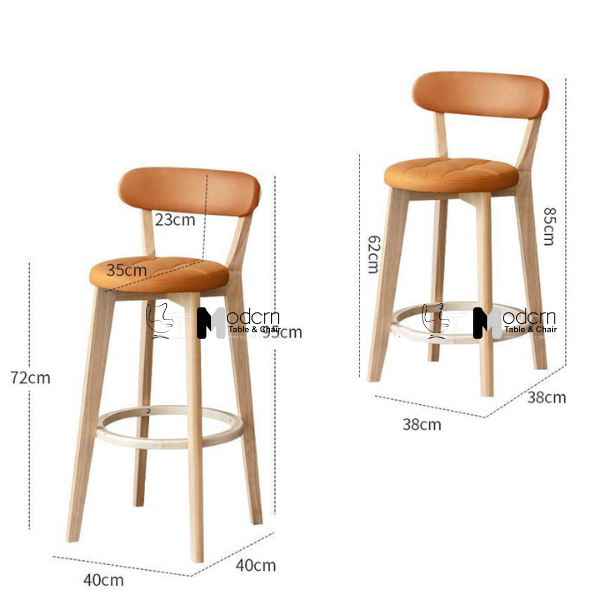 Ghế đảo bếp khung gỗ thân nệm có tựa lưng CB BEE-62W