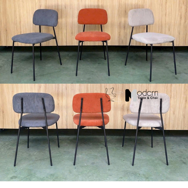 Ghế nhà hàng nệm vải chân sắt có nệm xếp chồng CC3012-F
