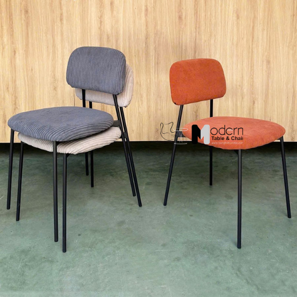 Ghế nhà hàng nệm vải chân sắt có nệm xếp chồng CC3012-F