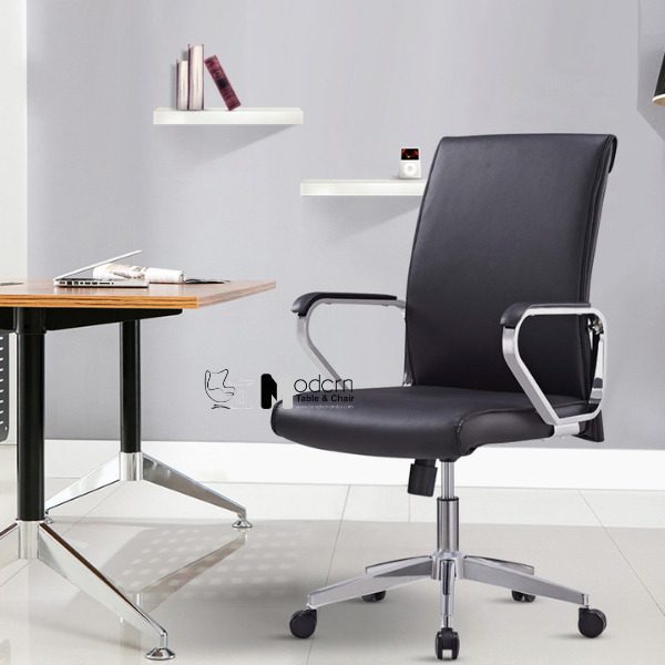 Ghế xoay nhân viên lưng trung nệm PVC gật gù CE4601-P