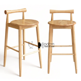 Ghế quầy bar gỗ cao su tự nhiên có tựa tròn ROLLY-75W