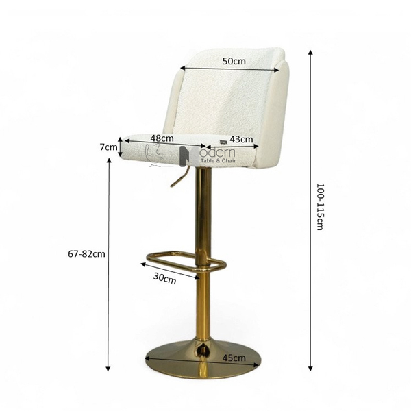 Ghế bar tiếp khách nệm vải chân mạ vàng CB2293B-F