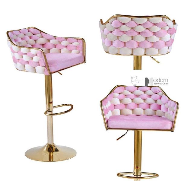 Ghế quầy bar chân vàng nệm vải nhung cao cấp CB2165B-F
