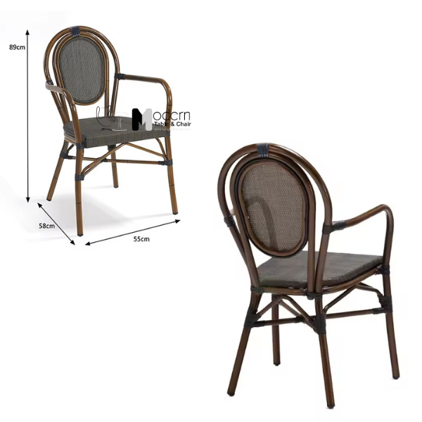 Ghế sắt ngoài trời lưng lưới có tay CC2039-T