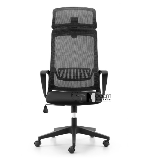 Ghế văn phòng lưng cao có tựa đầu khung nhựa đen CM4545-M