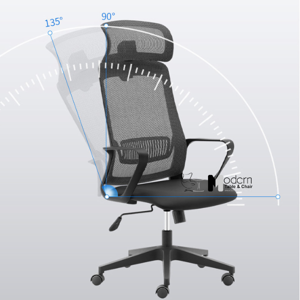 Ghế văn phòng lưng cao có tựa đầu khung nhựa đen CM4545-M