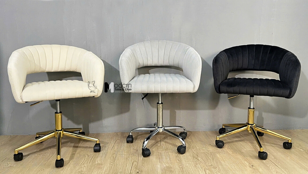 Ghế xoay tư vấn nệm vải nhung chân vàng CE1030-F