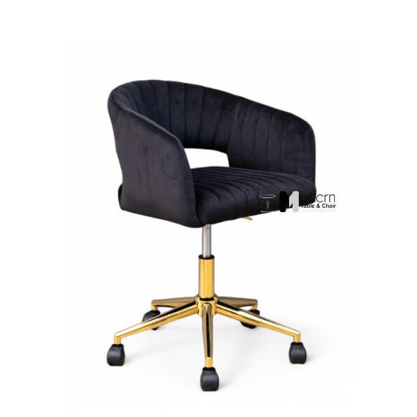 Ghế xoay tư vấn nệm vải nhung chân vàng CE1030-F