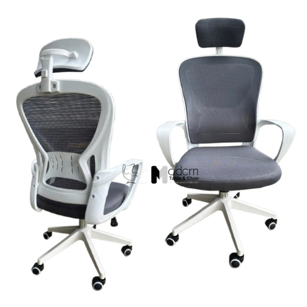 Ghế xoay văn phòng khung nhựa trắng có tựa đầu CM4549-2M