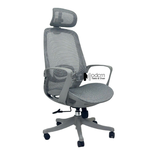 Ghế xoay văn phòng lưng lưới có tựa đầu đỏ xám CM4558-2M