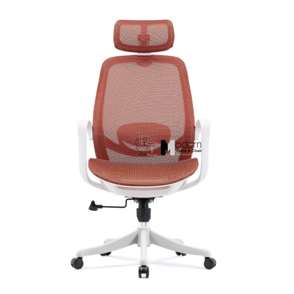 Ghế xoay văn phòng lưng lưới có tựa đầu đỏ xám CM4558-2M