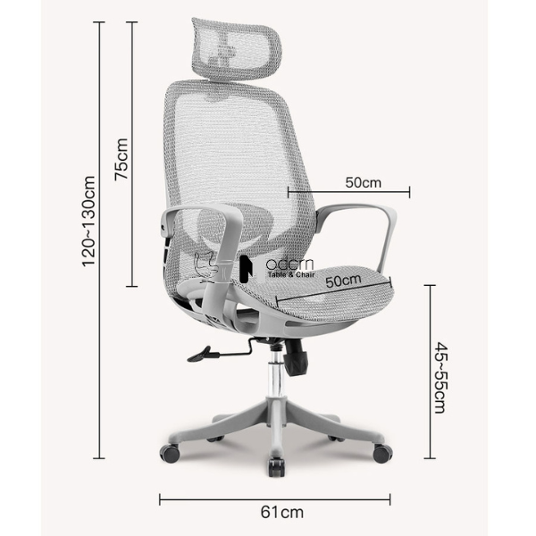 Ghế xoay văn phòng lưng lưới có tựa đầu đỏ xám CM4558-2M