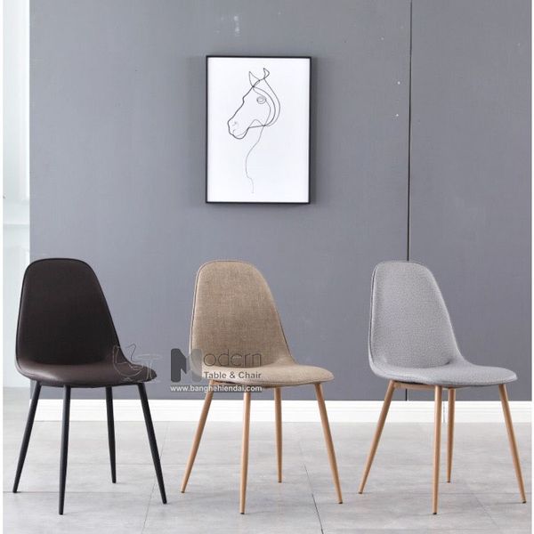 Ghế ăn nệm giả vải chân màu gỗ CC3003-P