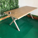 Bộ bàn ghế cafe fastfood khách sạn nhà hàng 6 ghế ngoài trời TE2035-180A_CC2028A