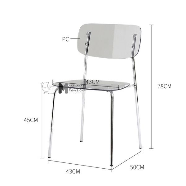 Ghế nhựa trong suốt chân thép ICE-PC