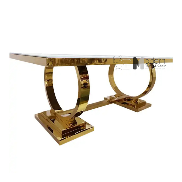 Bàn ăn 1m8 chân vàng mặt đá Luxury 1B-180E