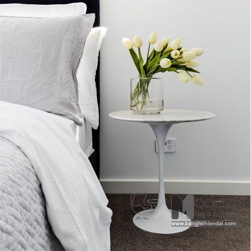 Bàn trà mặt gỗ tròn 60 cm Tulip-06W