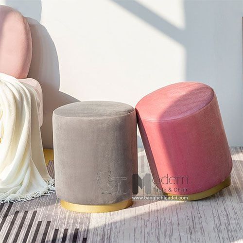 Ghế đôn vải nhung chân vàng CS0923-F