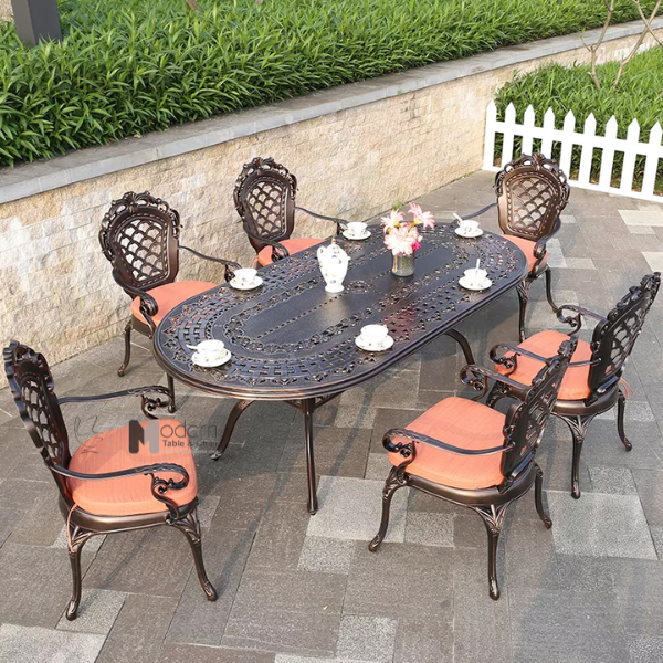 Bàn sân vườn mặt oval 1m8 TE2005-180A