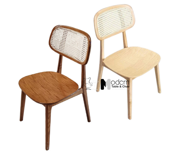 Ghế gỗ café tựa đan mây mắt cáo PLC 3A-W