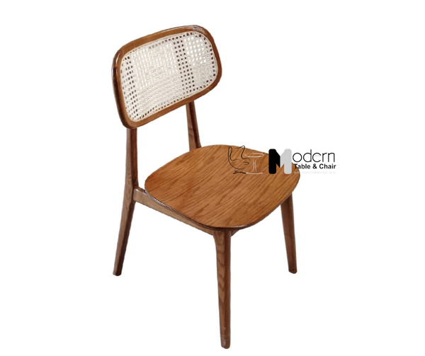 Ghế gỗ café tựa đan mây mắt cáo PLC 3A-W