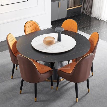 Bộ bàn tròn mặt đá xoay TN JUPITER 2A-135E_SALA-P