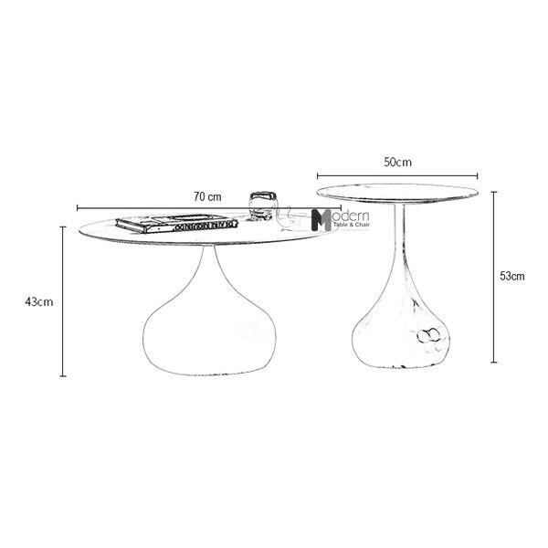 Bộ bàn trà đôi mặt đá hiện đại TS0952/47-75E