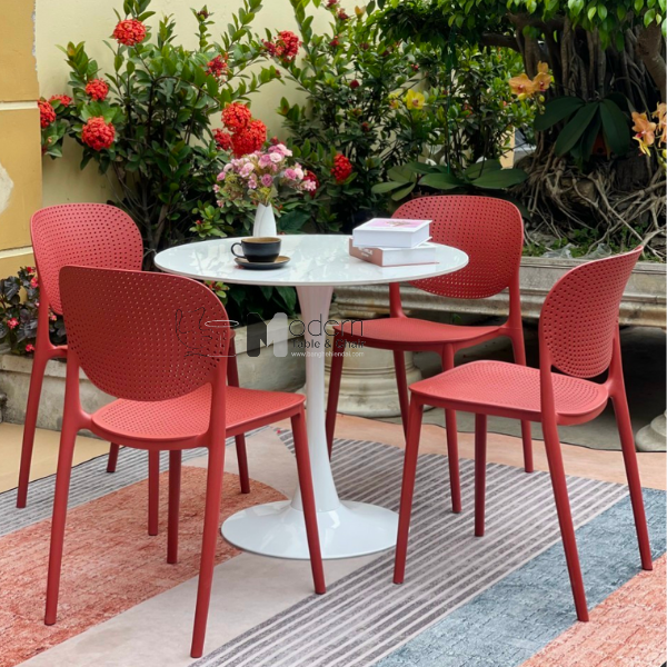 Bàn tiếp khách mặt đá tròn TE TULIP 2-08E3