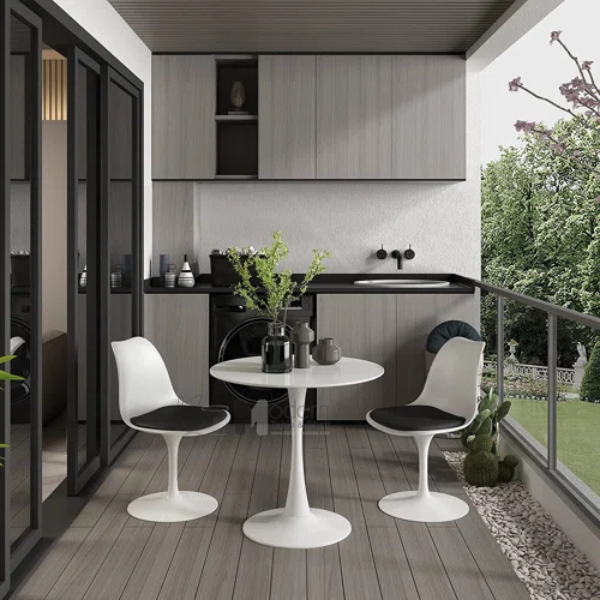 Bàn cafe composite tròn 60 chân sắt TE TULIP 2-06C