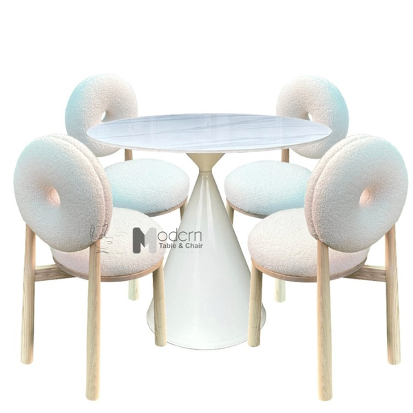 Bộ bàn cafe 4 ghế màu trắng TE1547-08E_DONUT-F