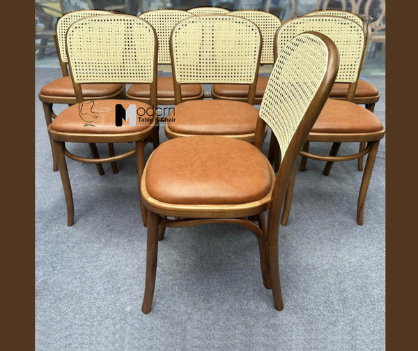 Ghế gỗ nhà hàng lưng mây đan có nệm THONET 1A-P