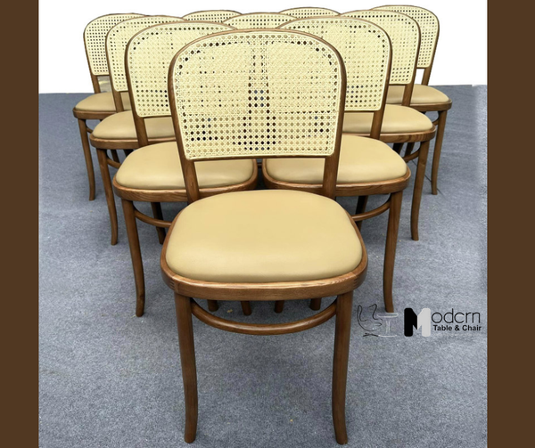 Ghế gỗ nhà hàng lưng mây đan có nệm THONET 1A-P