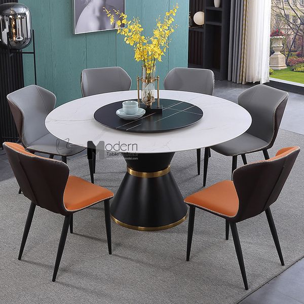 Bộ bàn ăn tròn xoay mặt đá TN JUPITER 2A-135E_ECO 4A-P