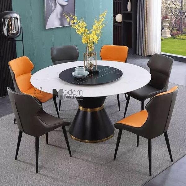 Bàn ăn mặt đá tròn xoay 1m35 TN JUPITER 2A-135E