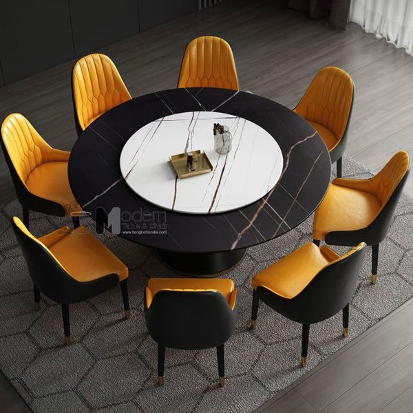 Bàn ăn mặt đá xoay tròn 1m5 TN JUPITER 2A-150E