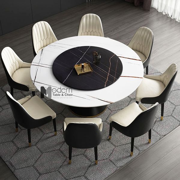 Bàn ăn mặt đá xoay tròn 1m5 TN JUPITER 2A-150E